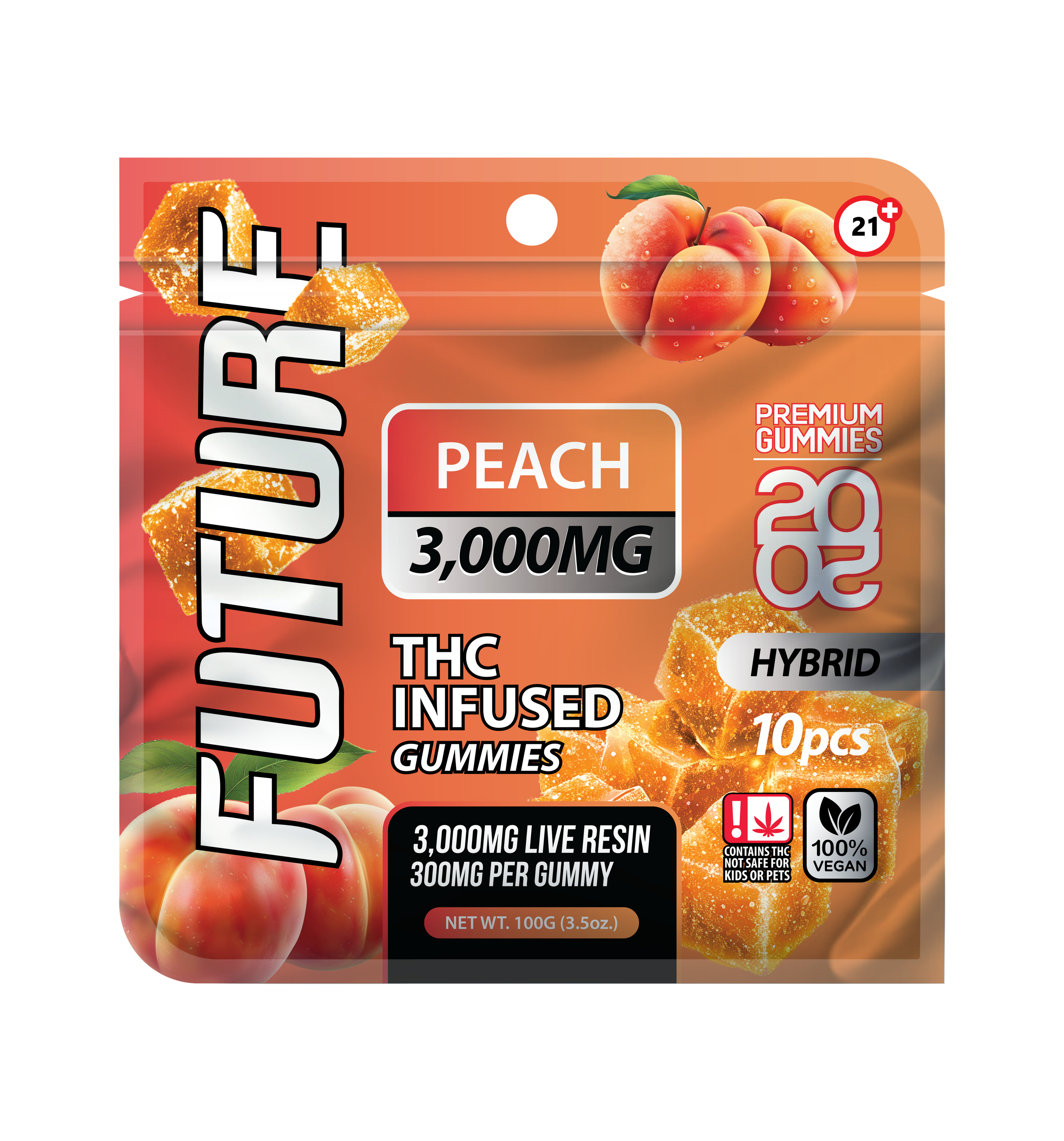 Future Thca Infused Gummies 3000 MG - Peach - B2B