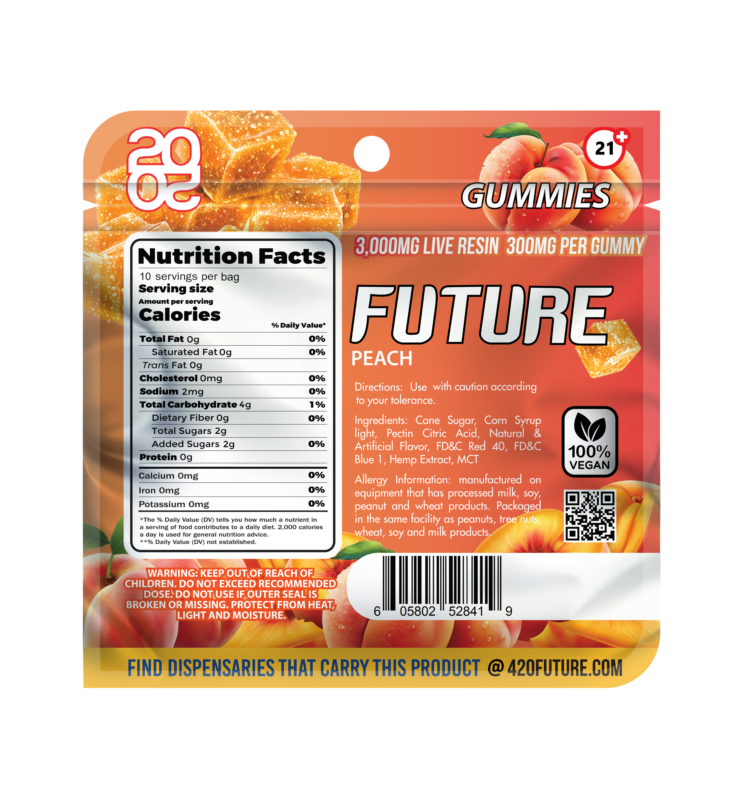 Future Thca Infused Gummies 3000 MG - Peach - B2B