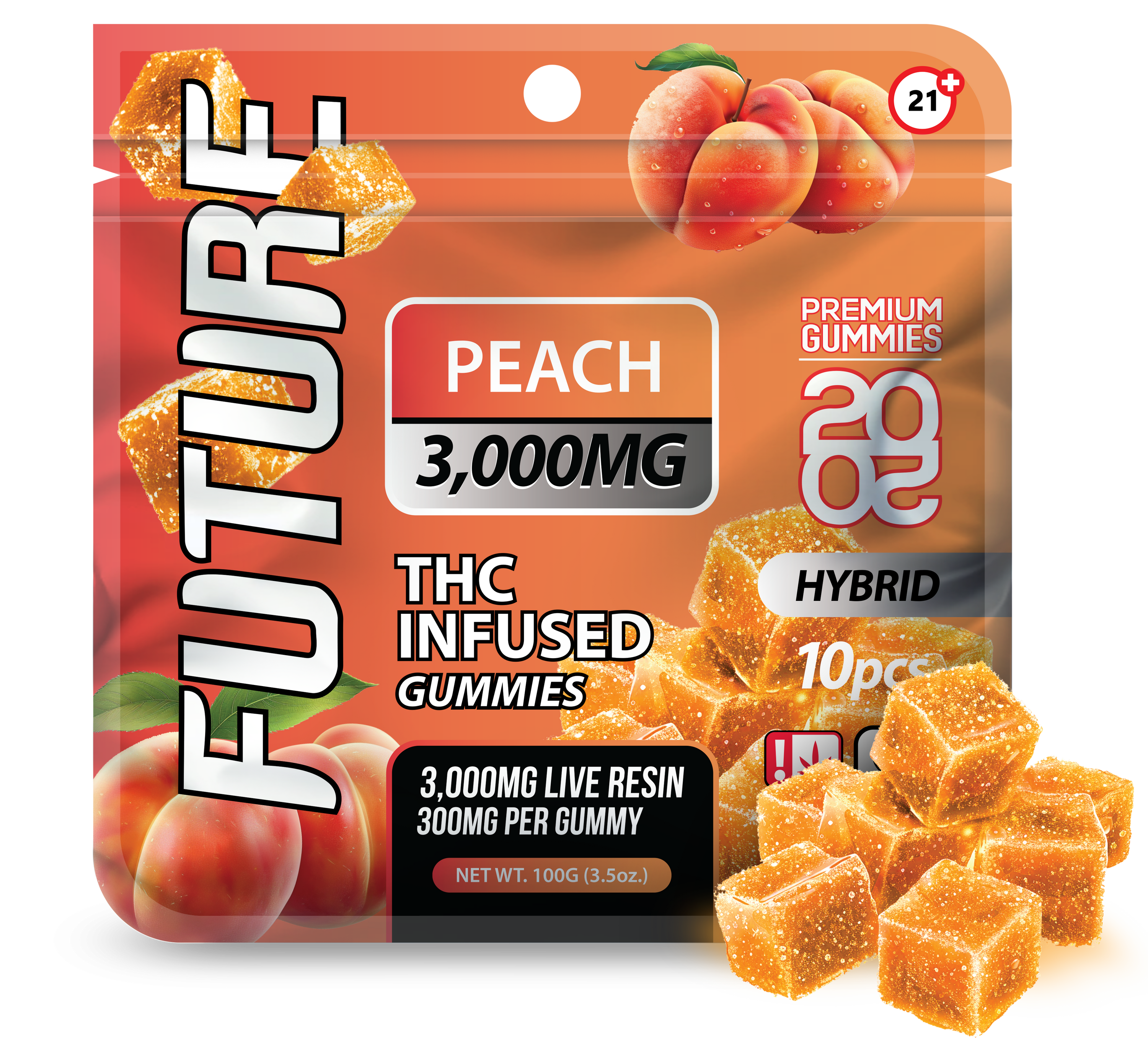 Future Thca Infused Gummies 3000 MG - Peach - B2B