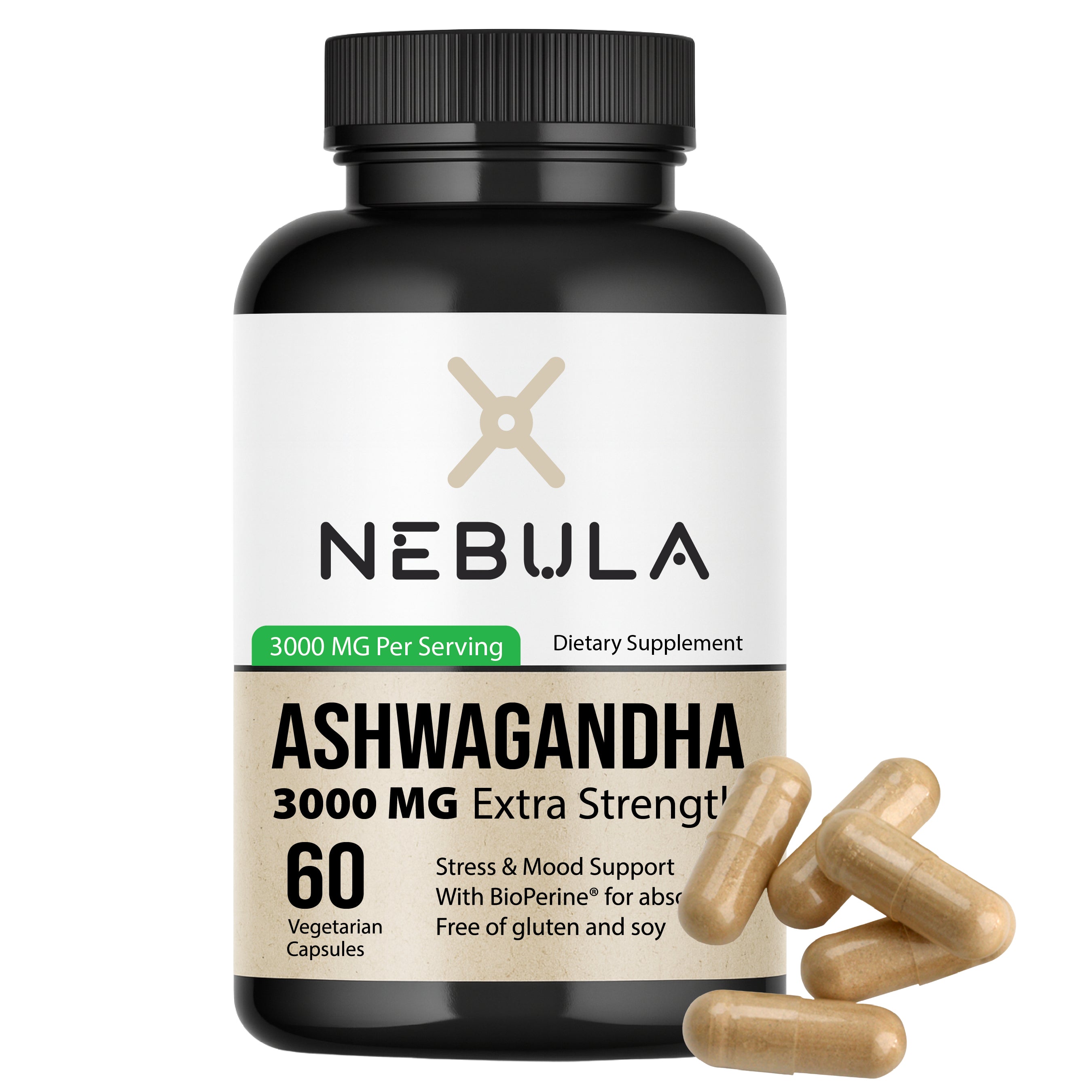 Nebula Ashwagandha Extra Strength 3000MG | Stress & Mood Support Capsules