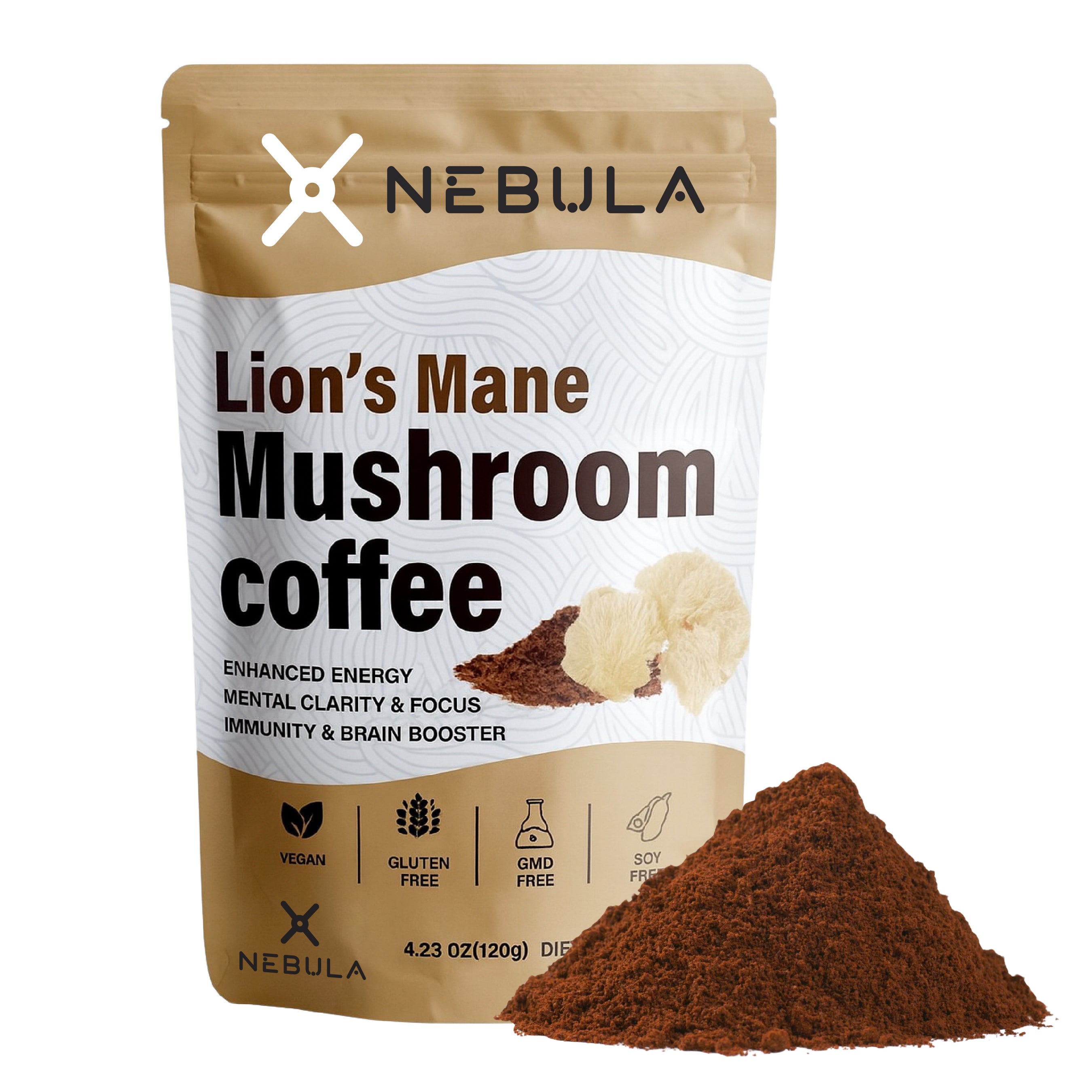 Nebula Lion’s Mane Mushroom Coffee (180g) | Brain Boost & Focus Support | Natural Energy Blend