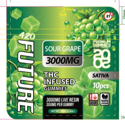 Future Thca Infused Gummies 3000 MG - Sour Grape - B2B