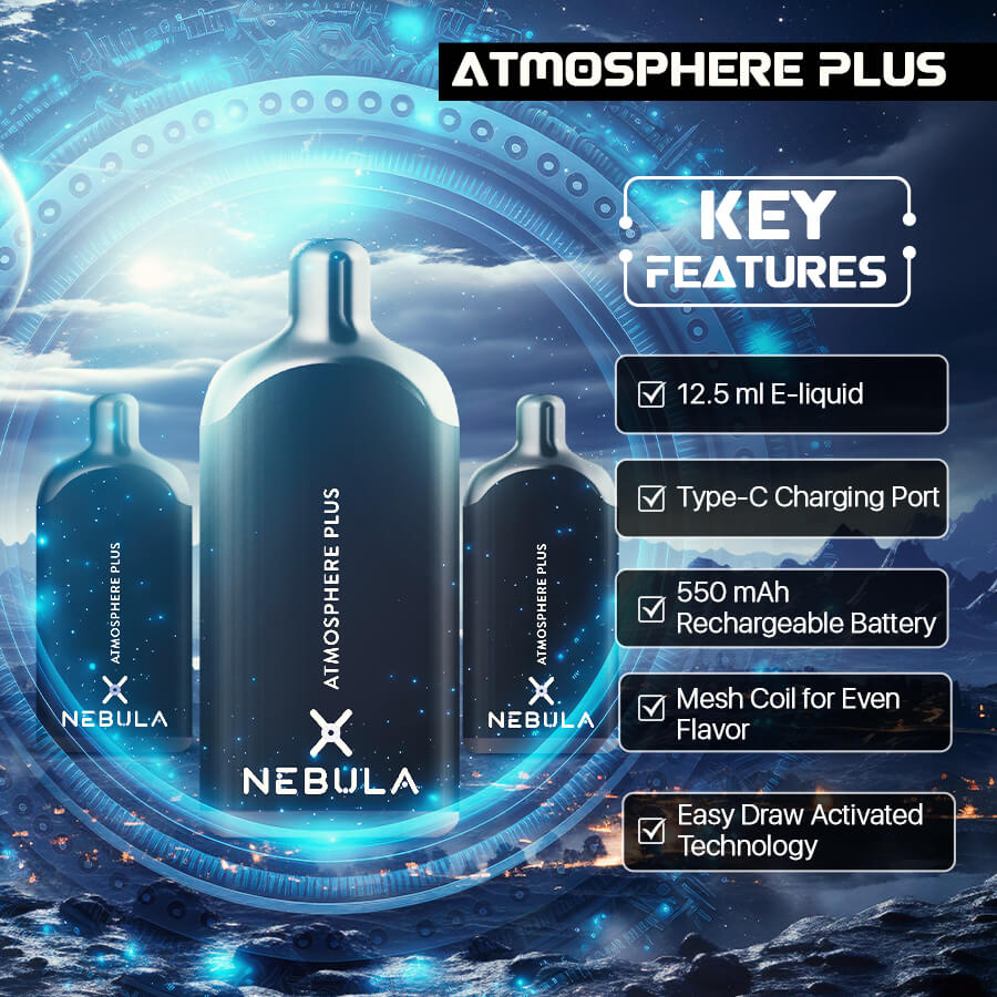 Nebula Atmosphere Plus 0% 5000 Puffs - Black Ice - Features