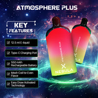 Nebula Atmosphere Plus 0% 5000 Puffs - Kiwi Strawberry - Features