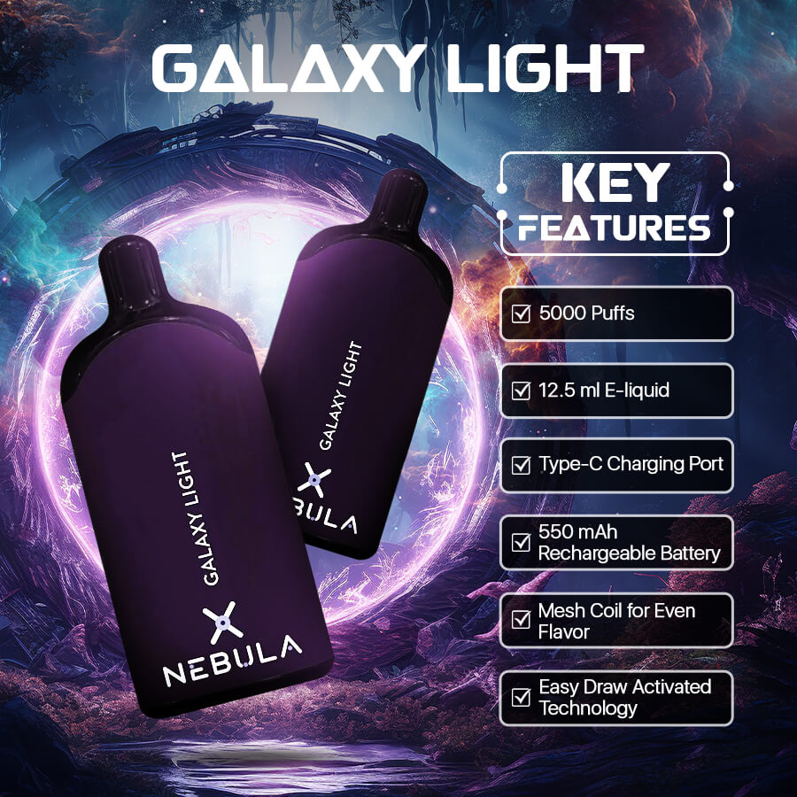 Nebula Galaxy Light - 2 %, 5000 Puffs Disposable Vape - Black Ice - Featured