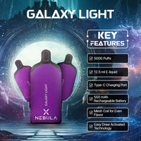 Nebula Galaxy Light - 2 %, 5000 Puffs Disposable Vape - Grape Ice - Featured