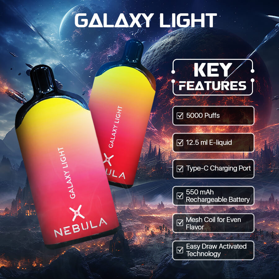 Nebula Galaxy Light - 2 %, 5000 Puffs Disposable Vape - Strawberry Banana - Featured