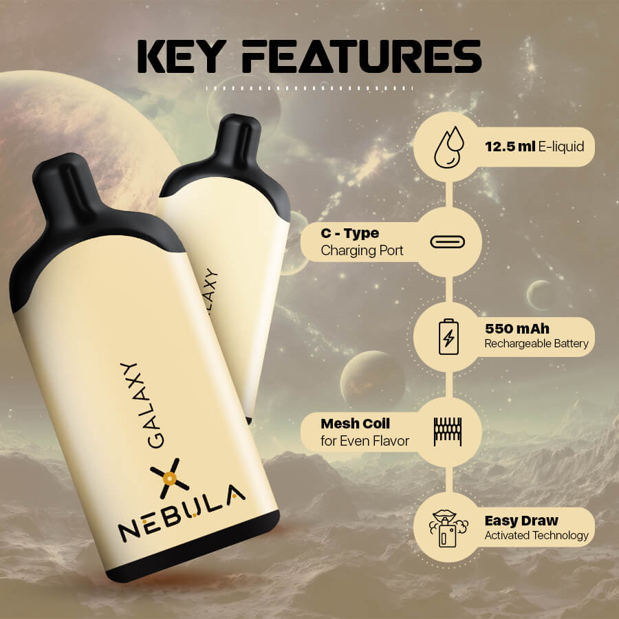 Nebula Galaxy 5% 5000 Puffs Disposable Vape Pina Colada Features