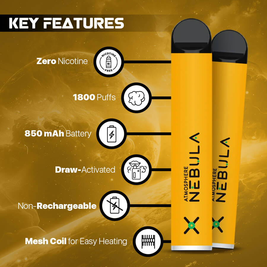 Nebula Atmosphere 0% 1800 Puffs - Pineapple Ice