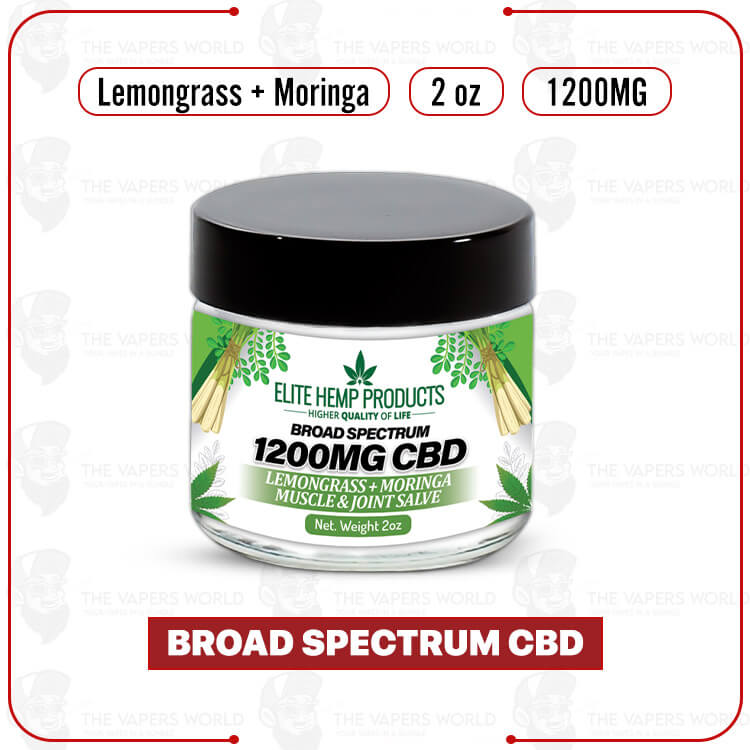 Elite Hemp - CBD Muscle & Joint Salve 1200mg Lemongrass + Moringa