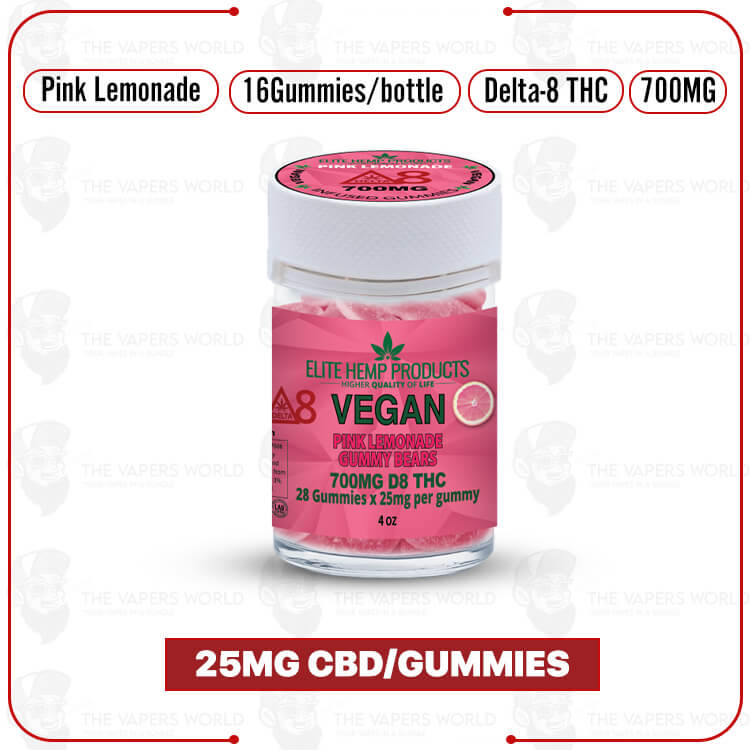 Elite Hemp - Delta 8 Vegan Gummies 700mg Pink Lemonade