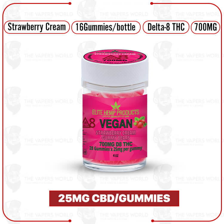 Elite Hemp - Delta 8 Vegan Gummies 700mg Strawberry Cream