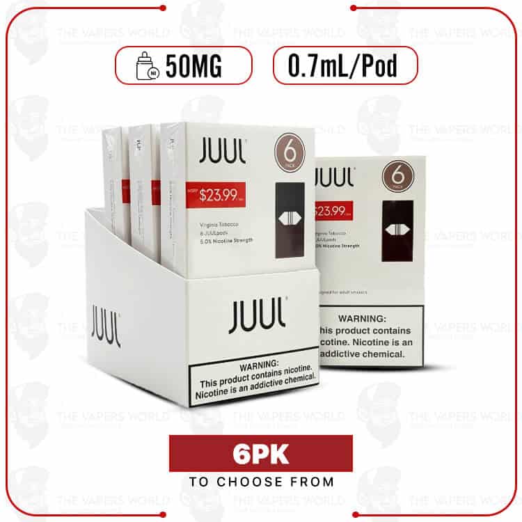 JUUL Virginia Tobacco Pods ? 5% Nicotine ? 0.7ml ? 6 CT