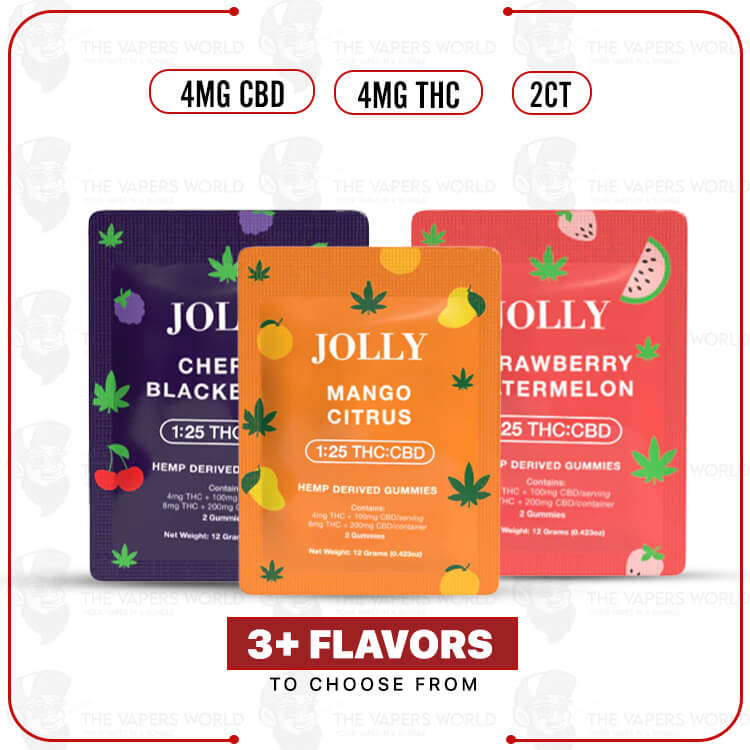 Jolly 4MG THC + 100MG CBD Gummies - 2CT/PK