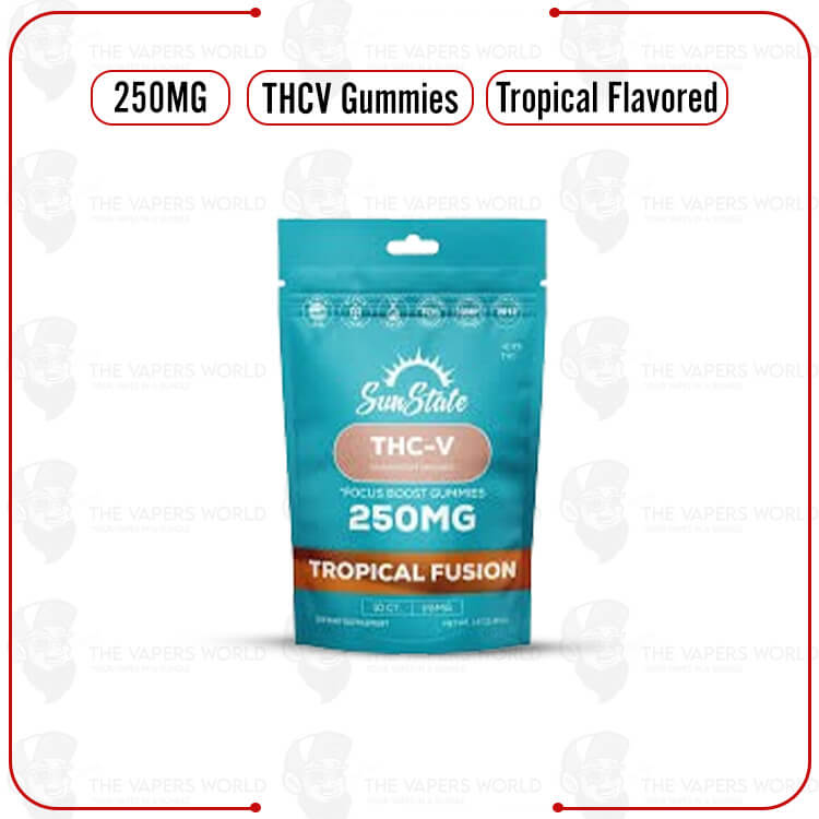 Sun State Hemp THC-V Focus Boost 25mg Gummy Tropical Fusion Bag 10ct 250mg