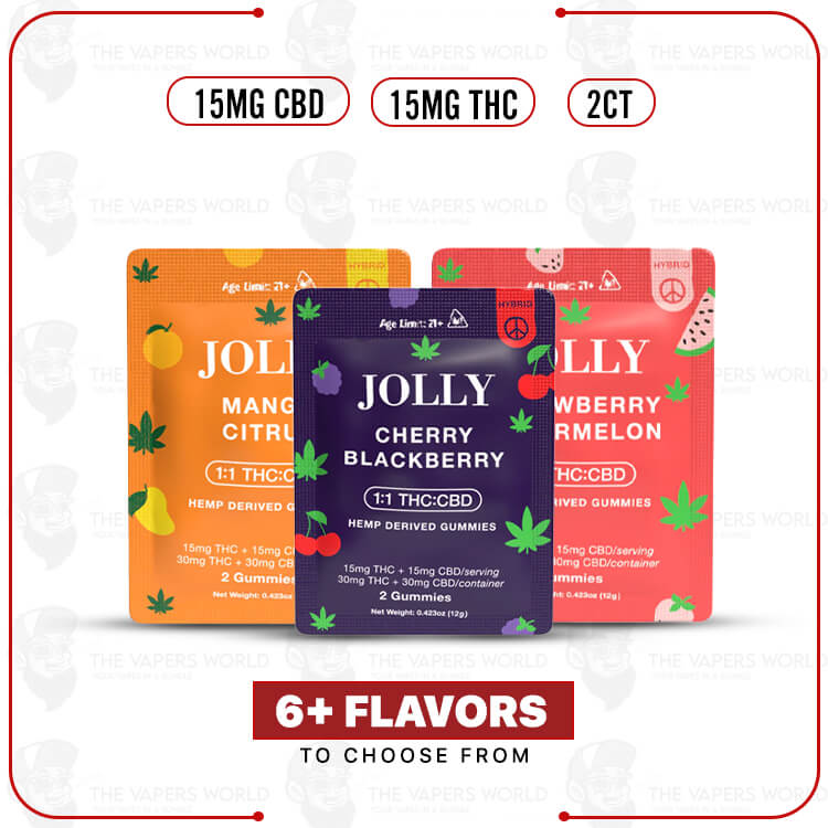 Jolly 1:1 D9 THC: CBD Gummies - 15MG - 2CT/PK