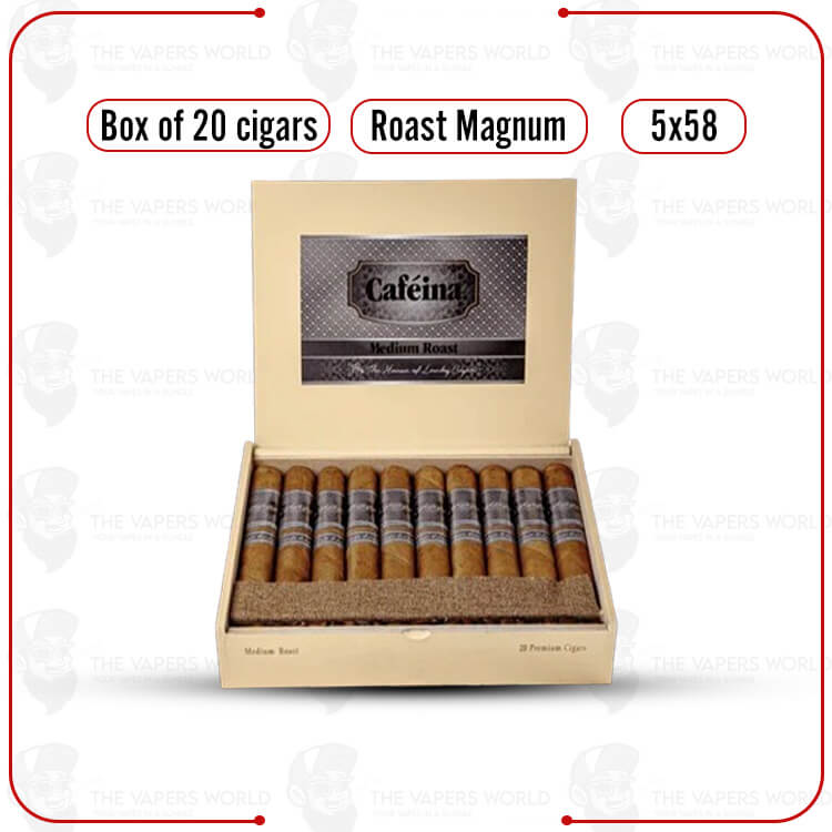 Infused Cigars: Cafeina Medium Roast Magnum 5x58 Box of 20