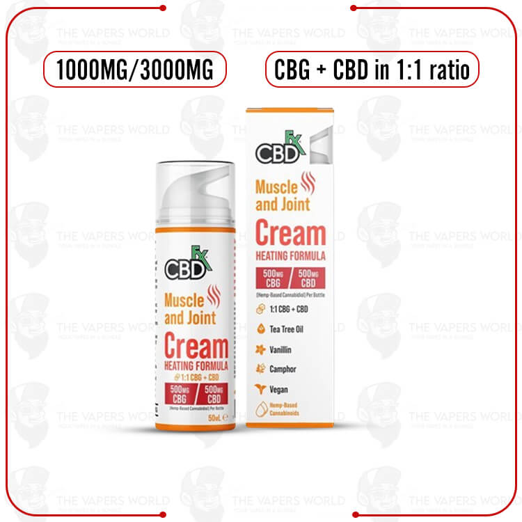 CBDFx CBG + CBD Lotion for Muscle & Joint: Heating Formula 1:1 Ratio