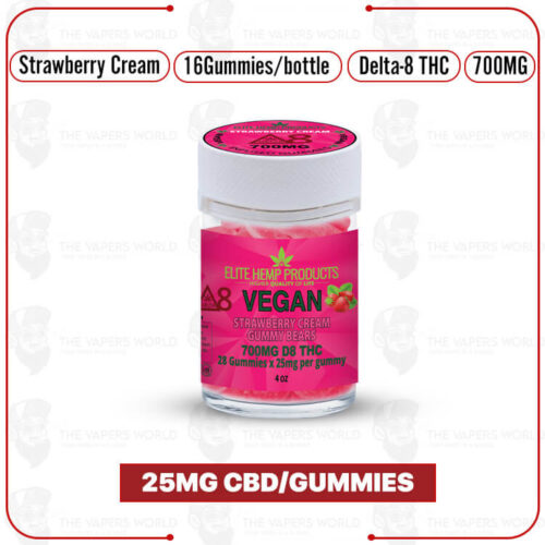 Elite Hemp - Delta 8 Vegan Gummies 700mg Strawberry Cream