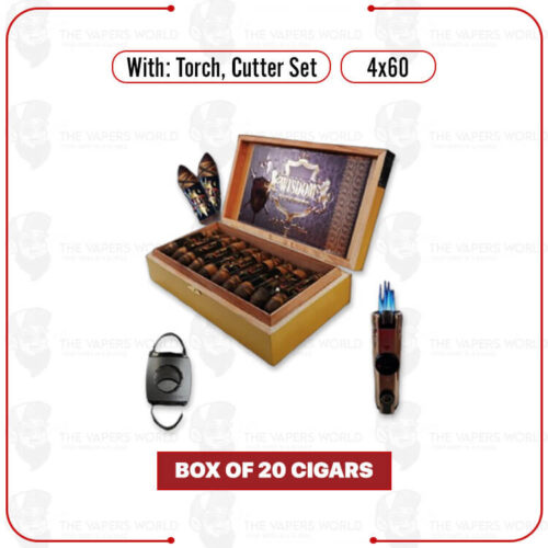 King Solomon 4x60 Box of 20 Cigars with Torch, Cutter Set