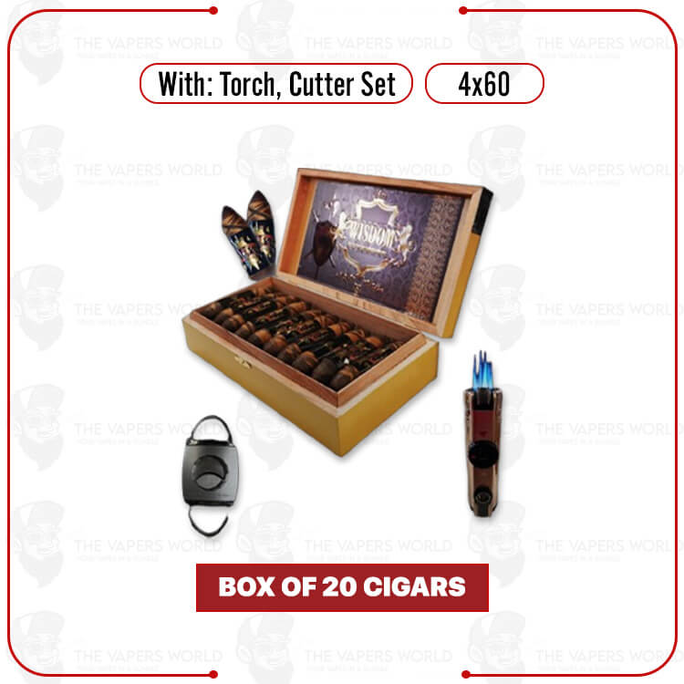 King Solomon 4x60 Box of 20 Cigars with Torch, Cutter Set