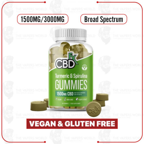 CBDFx CBD Gummies with Turmeric and Spirulina - 1500MG