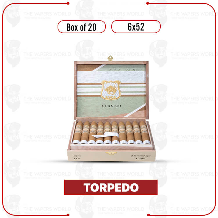 Classico by Lucky Cigar: Torpedo 6x52 Box of 20 Cigars