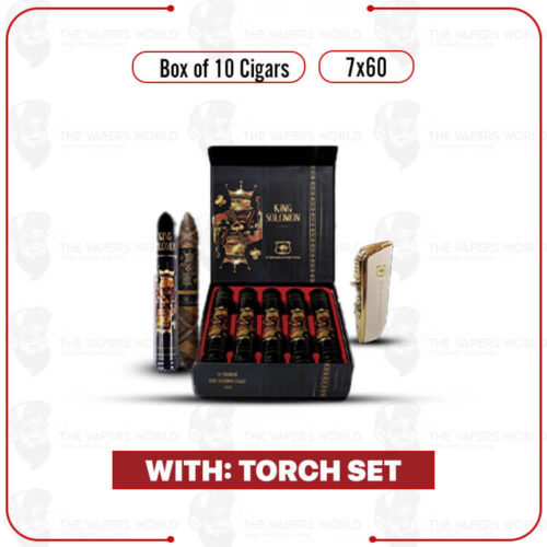 King Solomon 7x60 Box of 10 Cigars with Torch Set
