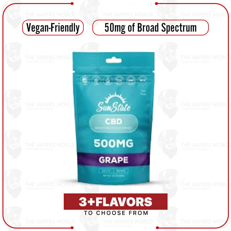 Sun State Hemp CBD Broad Spectrum 50mg Gummy Grab N’ Go Bag  – 10ct 500mg