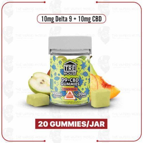 TRE House High Potency D9/CBD 400MG Peach Pear Gummies � 20 Count